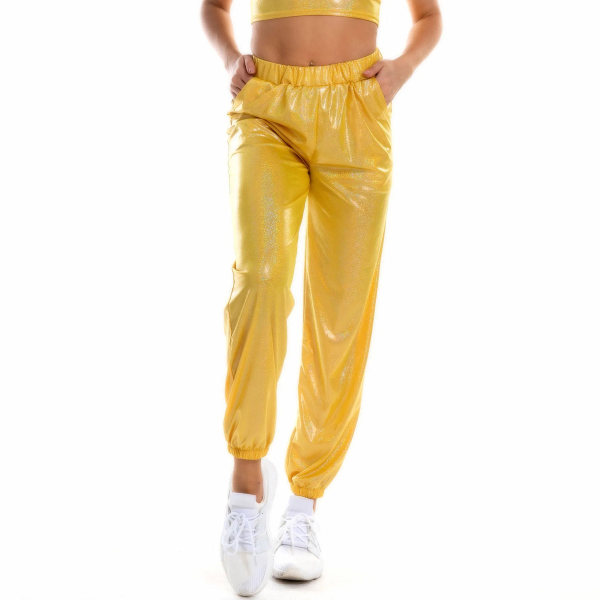 Women's Sparkly High-Waist Straight-Leg Pants