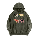 Cute Cartoon Cow Print T-Shirt Pure Cotton Washed Shoulder Round Neck Neutral Style Fashion Trend New High Quality Short Sleeves