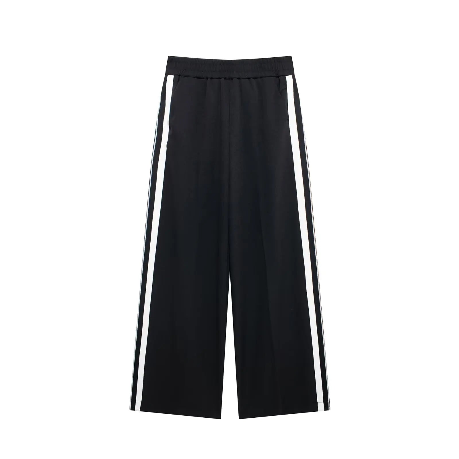 2024 New Women Casual Black Trousers Suits Sports Short Jacket + Female Vinatge Black White Patchwork Baggy Pants Street
