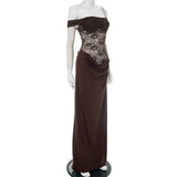 One-Shoulder Lace Gown – Sleeveless Backless Maxi Club Dress