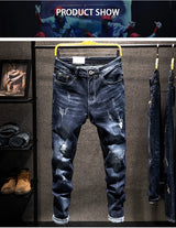 Men's Slim-Fit Ripped Jeans | Blue Black Denim
