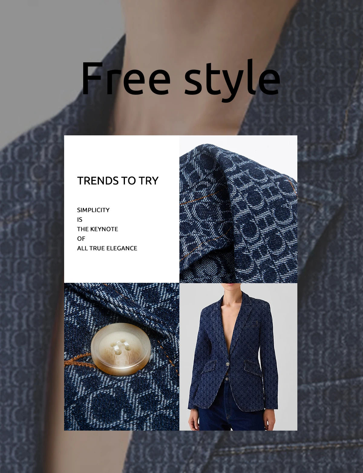 Vintage USA-Made Denim Suit Jacket – Chic Single-Breasted Streetwear