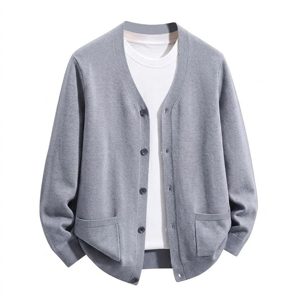 Men’s V-Neck Button Cardigan with Pockets
