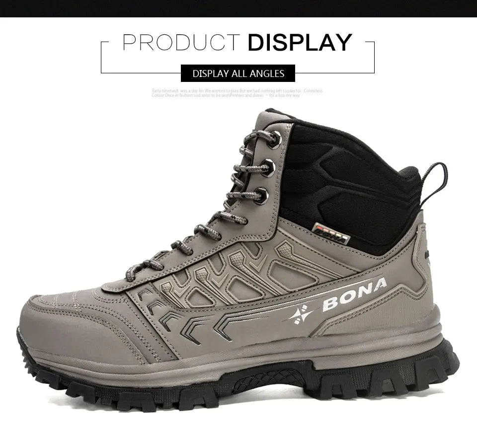 BONA 2023 New Designers Brand Winter Warm Boots Men Plush Nubuck Snow Boots Man High Quality High Top Boots Mansculino Sneakers