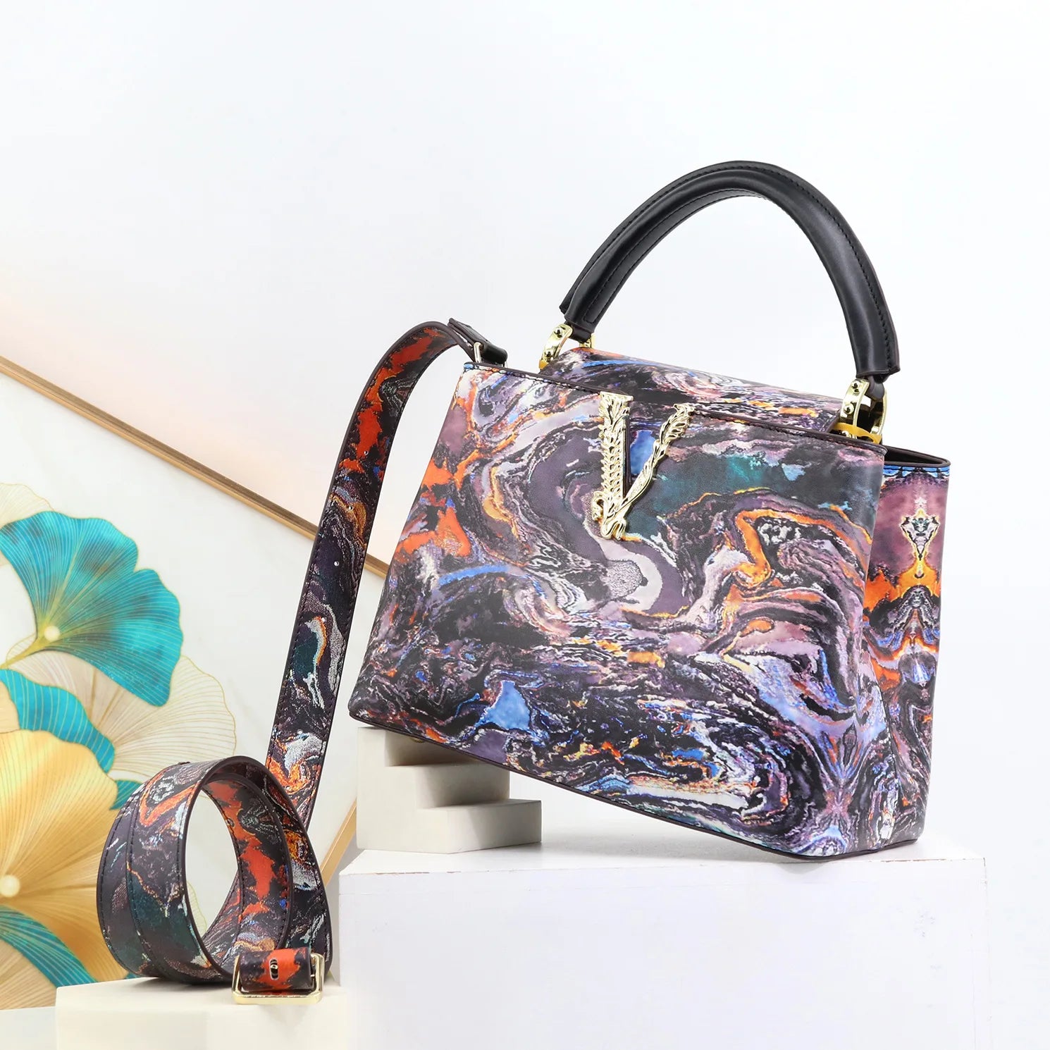 Ins Famous Fashion Classic Printed PU Leather Women's Handbags – Luxury Elegant Shoulder Crossbody Top Handle Bag