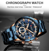 Men's six-needle multifunctional watch Waterproof calendar round strap stainless steel strap date men's business men's watch