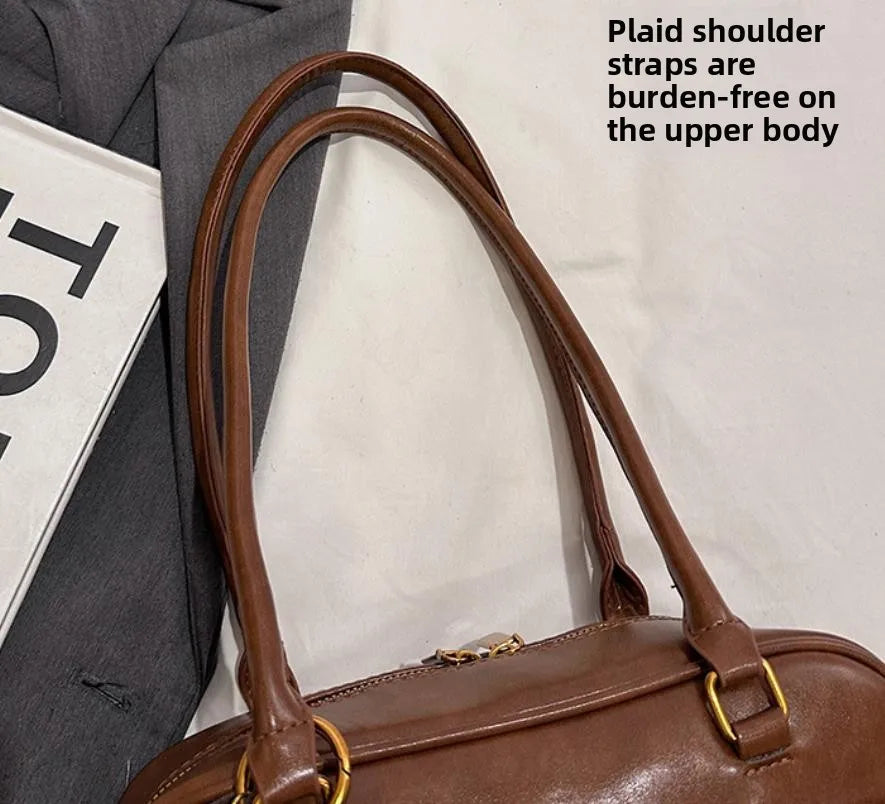 Women’s Coffee Brown Multi-Pocket Shoulder Bag | Vintage PU Leather Crossbody