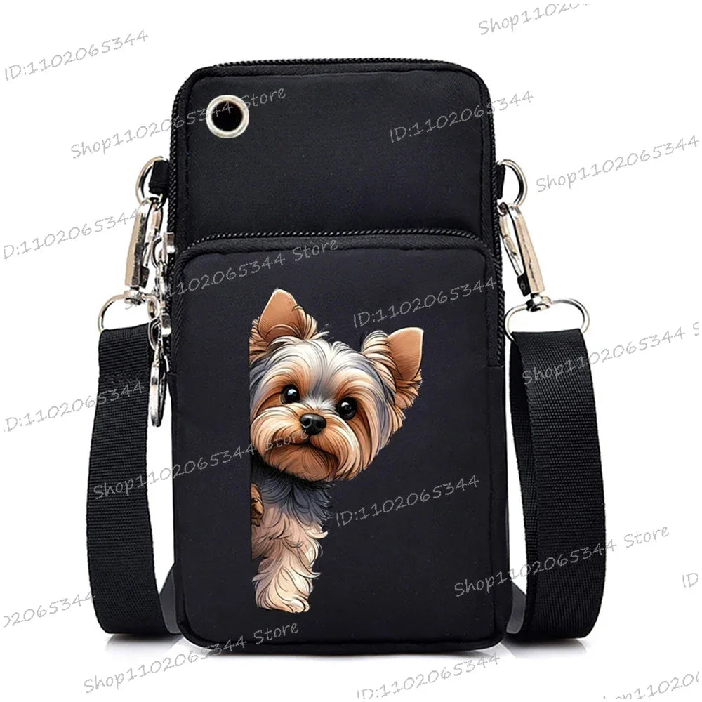 New Mobile Phone Bag Funny Anime Dog Print Shoulder Messenger Bag Women Men Coin Purse Handbag Animal Lover Small Crossbody Bag