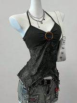 Women's Printed Mesh Halter Top