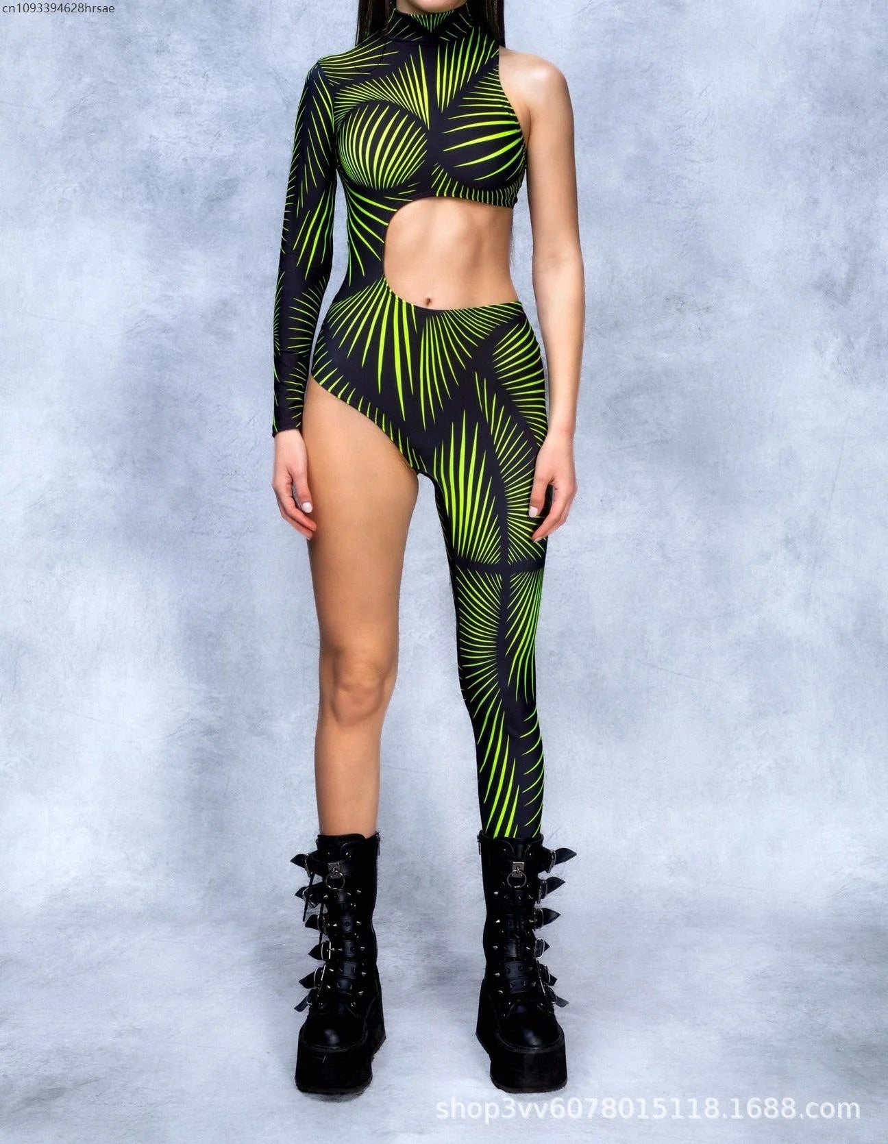 Women's Cyberpunk Rainbow Asymmetrical Bodysuit