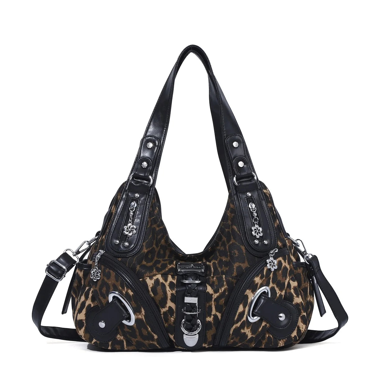 Angel kiss Women Handbags Fashion Shoulder Bag Large Black Tote Top-handle Shopping Pack Multiple Pockets Satchel Lady  Purse
