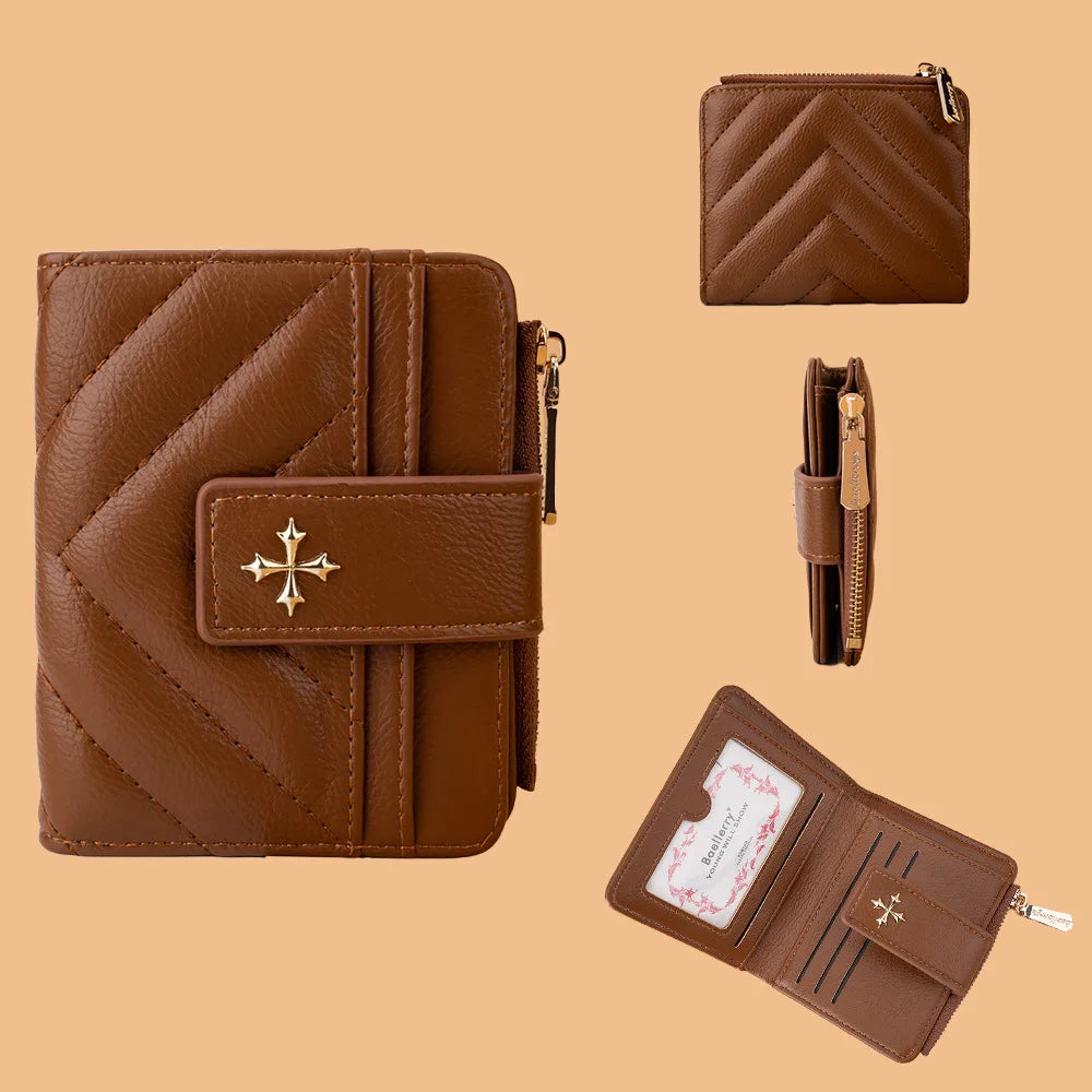 Baellerry New Short Simple Women Wallet High Quality Card Holder Buckle Zipper Coin Pocket Female Purses Small Women's Card Bag