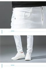 Men's Slim-Fit Cotton Jeans – Crisp White
