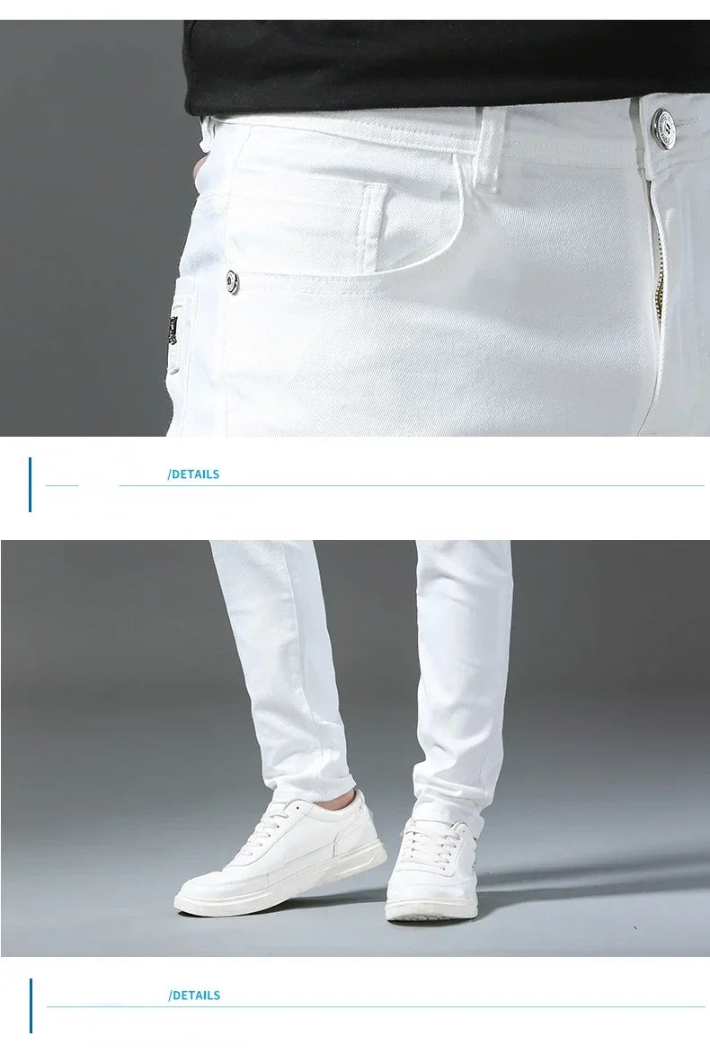 Men's Slim-Fit Cotton Jeans – Crisp White