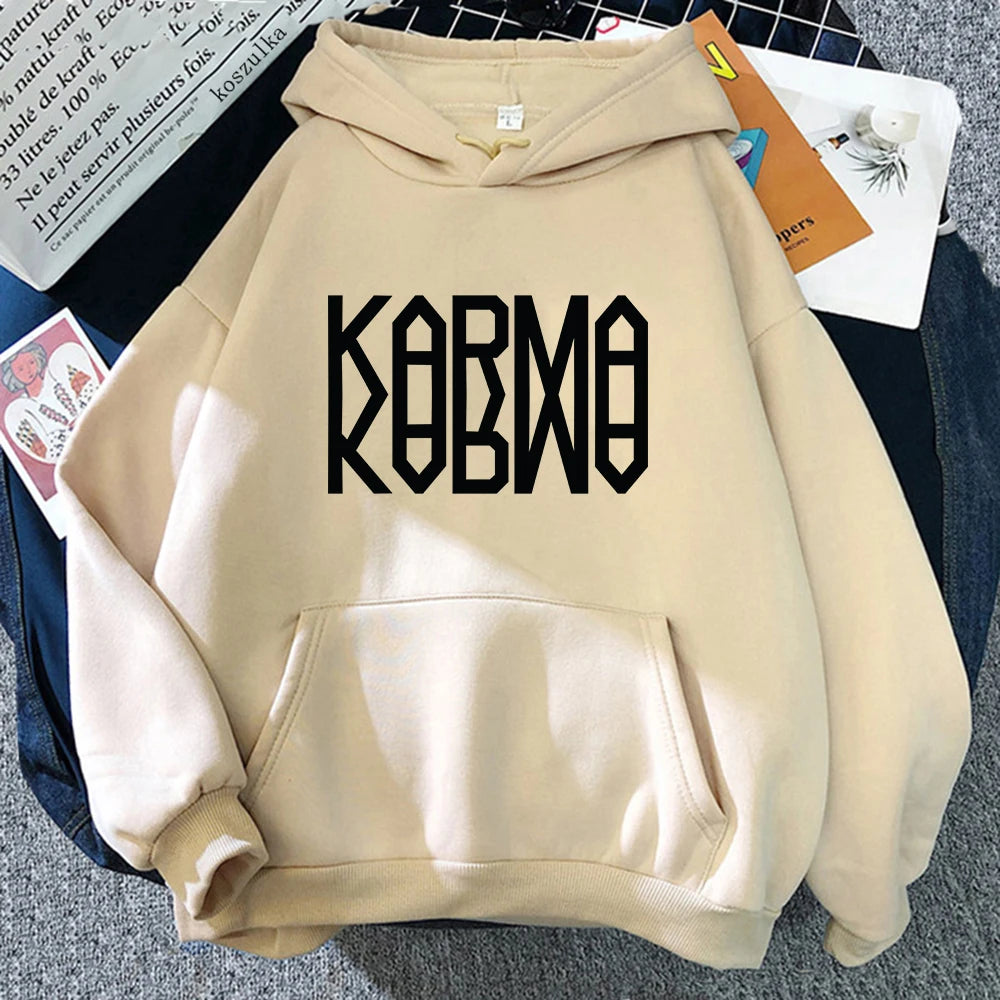 KARMA Vintage-Inspired Fleece Pullover Hoodie