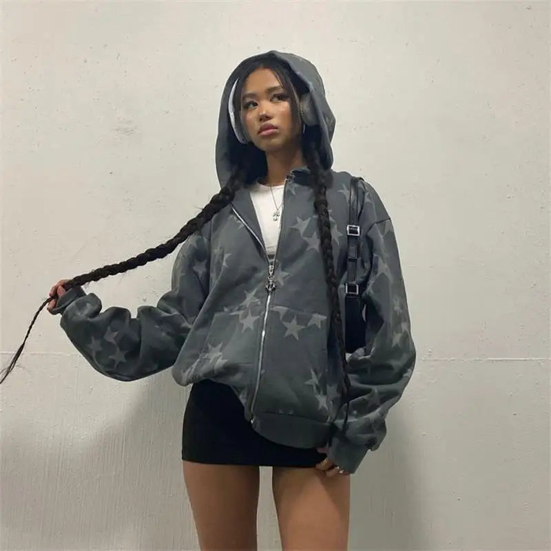 Men’s Y2K Star Print Relaxed Hoodie