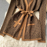 3-Piece Women’s Knitted Set: V-Neck Belted Cardigan & High-Waist Wide-Leg Pants