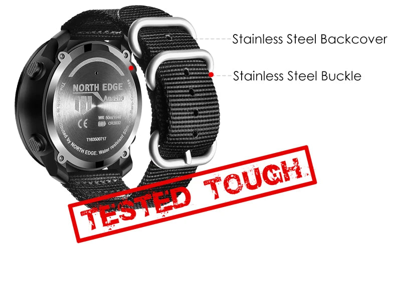 North Edge Men Sports Watches Waterproof 50M LED Digital Watch Men Military Compass Altitude Barometer