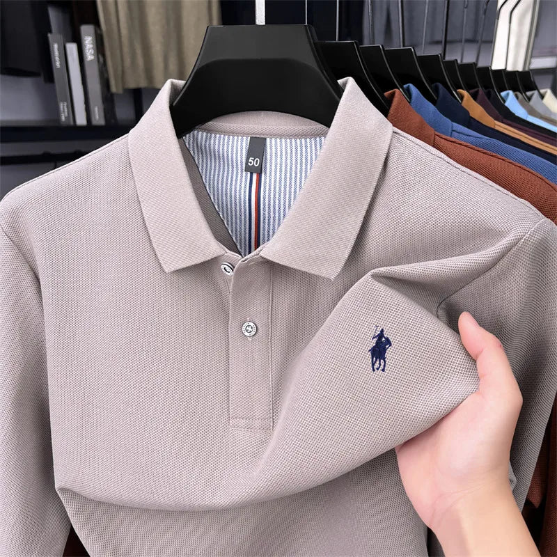Premium Cotton Embroidered Long Sleeve Polo Shirt