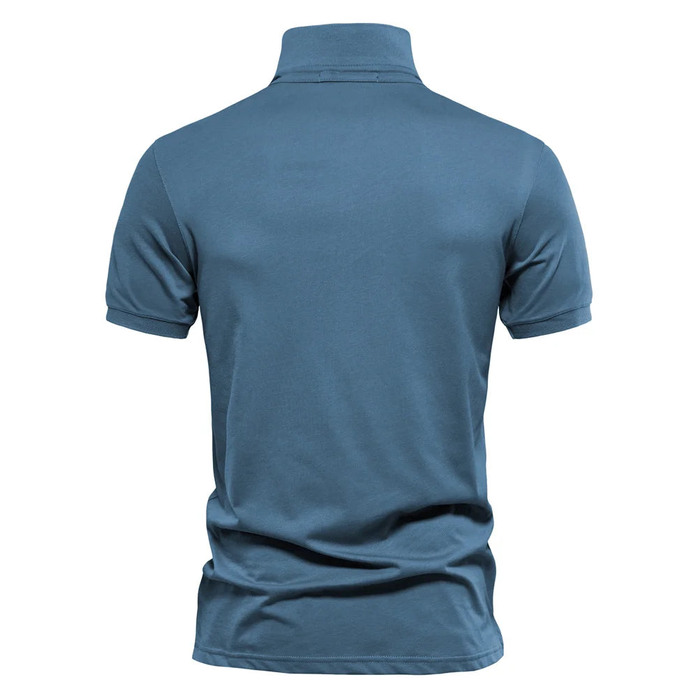 AIOPESON Embroidered Cotton Polo Shirt for Men
