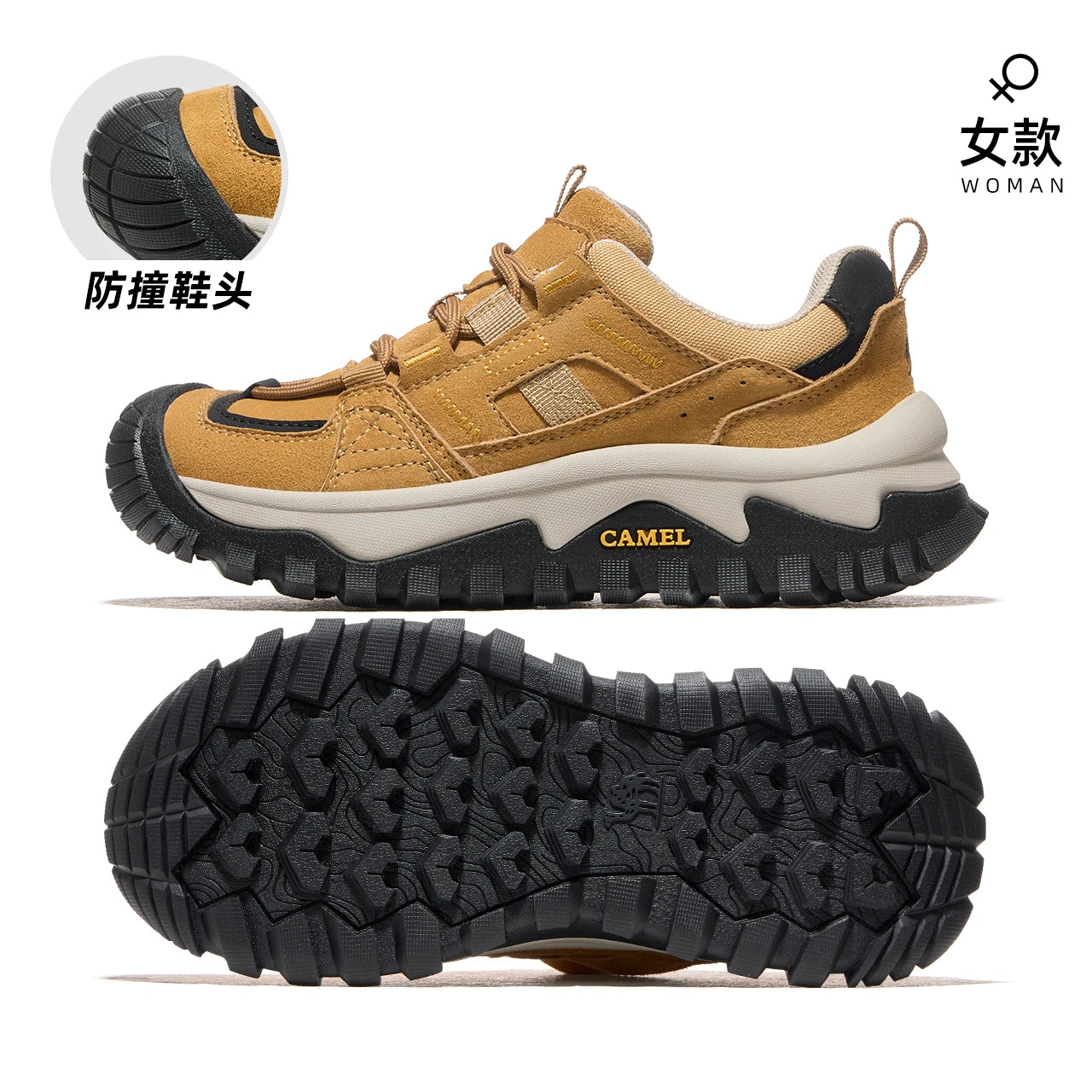 GOLDEN CAMEL Outdoor Hiking Shoes Men and Women Non-slip Breathable Sneakers Thick-soled Climbing Shoes for Men Shock Absorption
