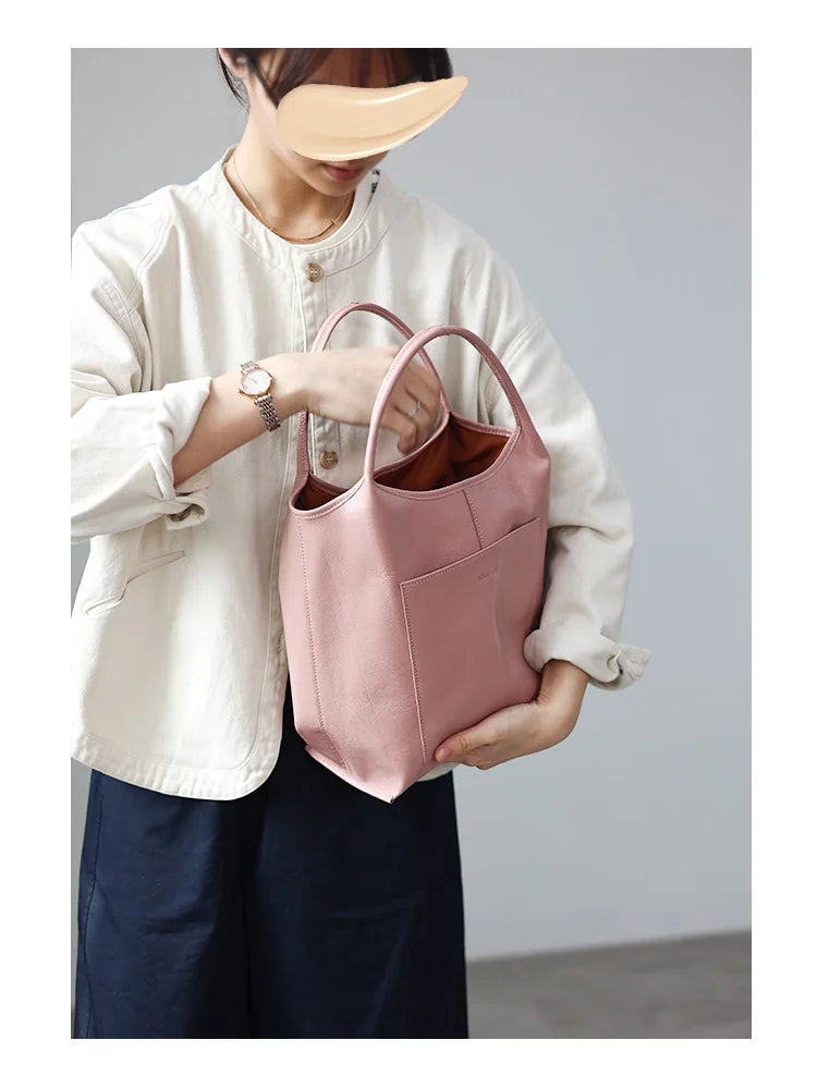 Women Genuine Leather Tote Luxury Light Weight And Comfortable To Use Handbag Colorful Soft Shopping Bags