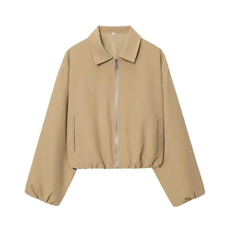MUJER Women's Puffed Varsity Bomber Jacket | Cropped & Chic