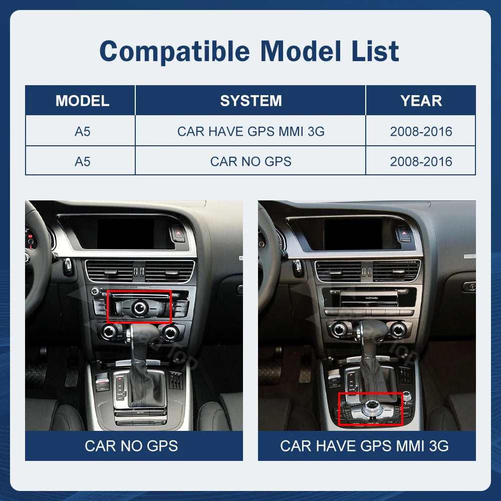 Road Top Touchscreen Display for Audi A5 S5 | CarPlay & Android Auto