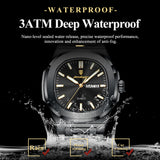 POEDAGAR Square Luxury Men Clock Waterproof Luminous Date Week Quartz Man Wristwatch Stainless Steel Fashion Men's Watches Reloj