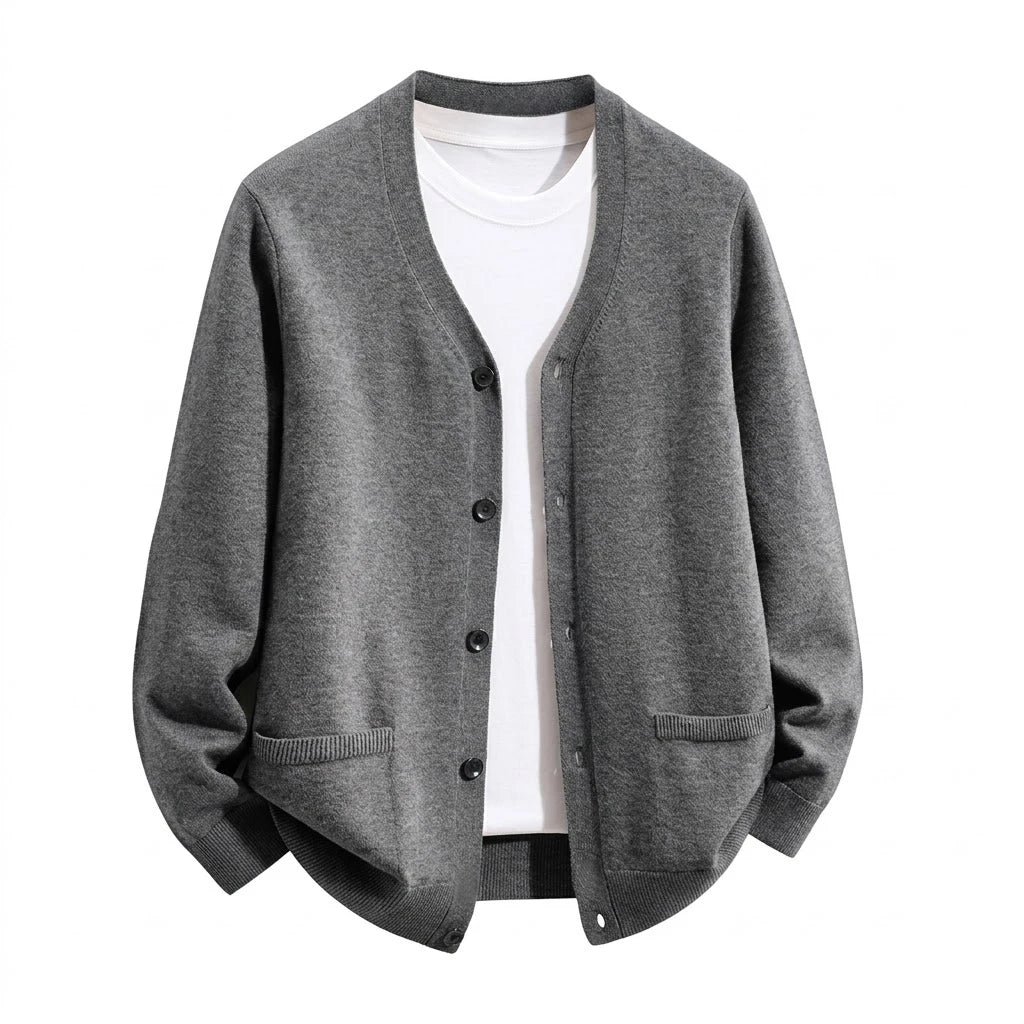 Men’s V-Neck Button Cardigan with Pockets