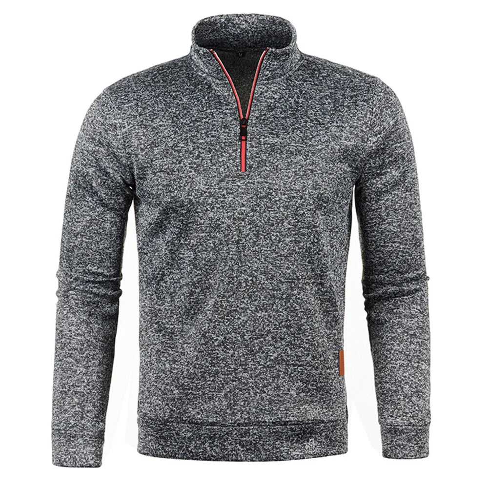Men's Sweatshirts Half Zipper Pullover Male Long Sleeve Flleece Sweater Standcollar Snowflakes Hoodies Men Clothes