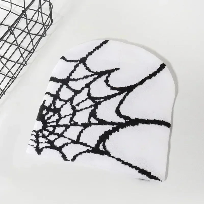 Spider Embroidered Knit Beanie – Y2K Winter Hat