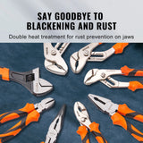 SucceBuy 8-Piece Pliers Set 8" Linesman's Pliers 6" Slip Joint Pliers Long Nose Pliers 6" Diagonal Cutter 10" Adjustable Wrench
