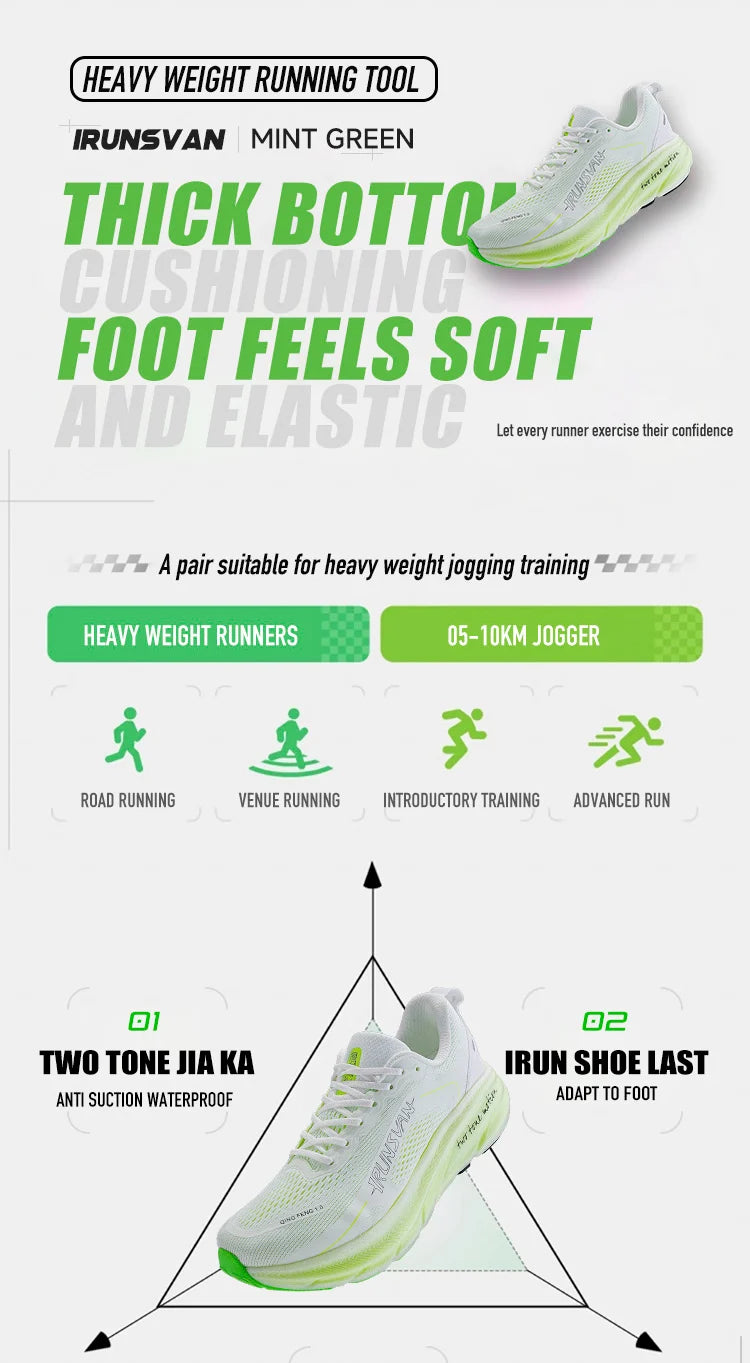 Irunsvan Qfeng1.0 Dual-color Dual-density Carbon Plated Running Shoes Shock-absorbing Lightweight Men's Water-repellent Sports