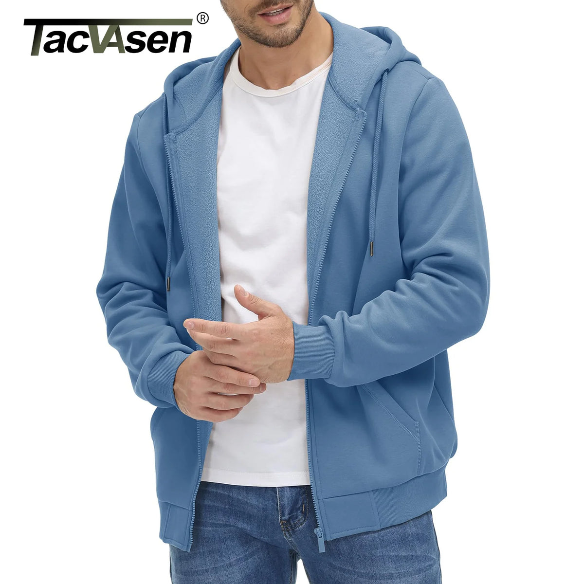 TACVASEN Men's Fleece-Lined Zip-Up Hoodie