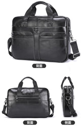 BULLCAPTAIN Leather Laptop Bag, Top Layer Leather 15" Laptop Bag Men's Laptop Briefcase Briefcase Work Business Travel Bag 053