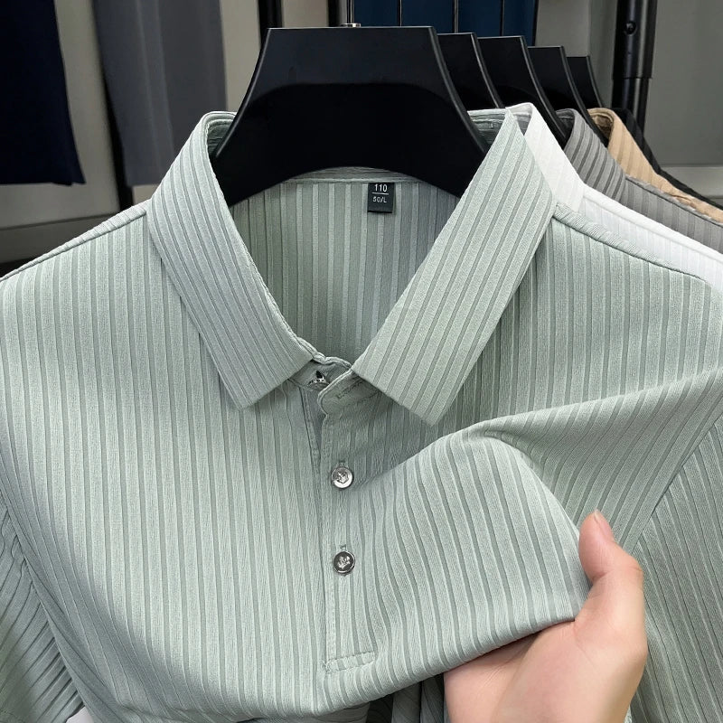 Men's Striped Polo Shirt – Breathable Summer Style
