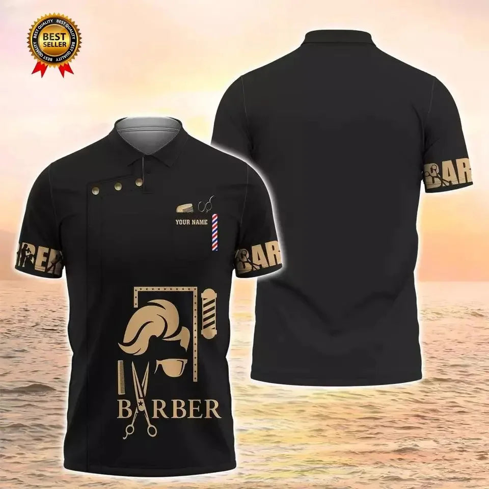 Men's 3D Barber Print Polo | Streetwear Y2K Style