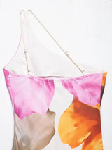 Floral One-Shoulder Slim-Fit Maxi Dress