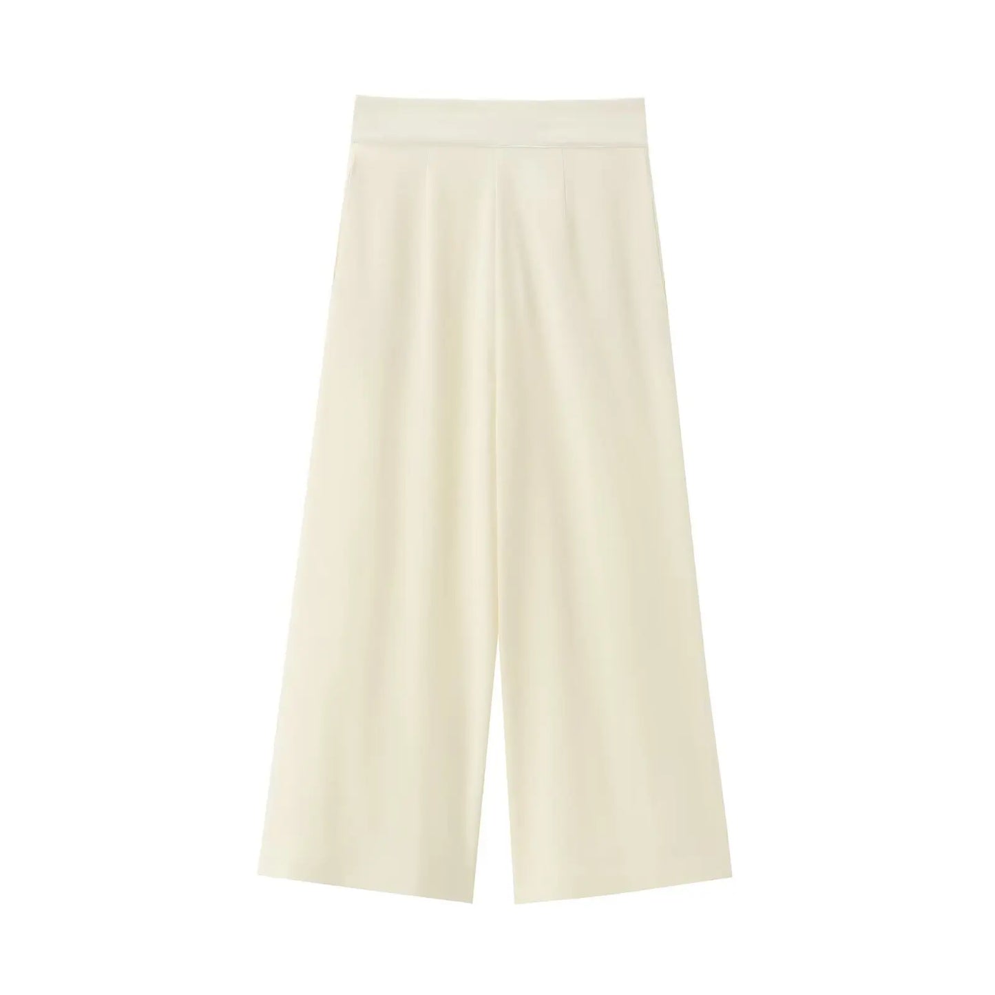 2-Piece Sleeveless V-Neck Trouser Set with Belt – Summer Commuter Wide Leg Suit