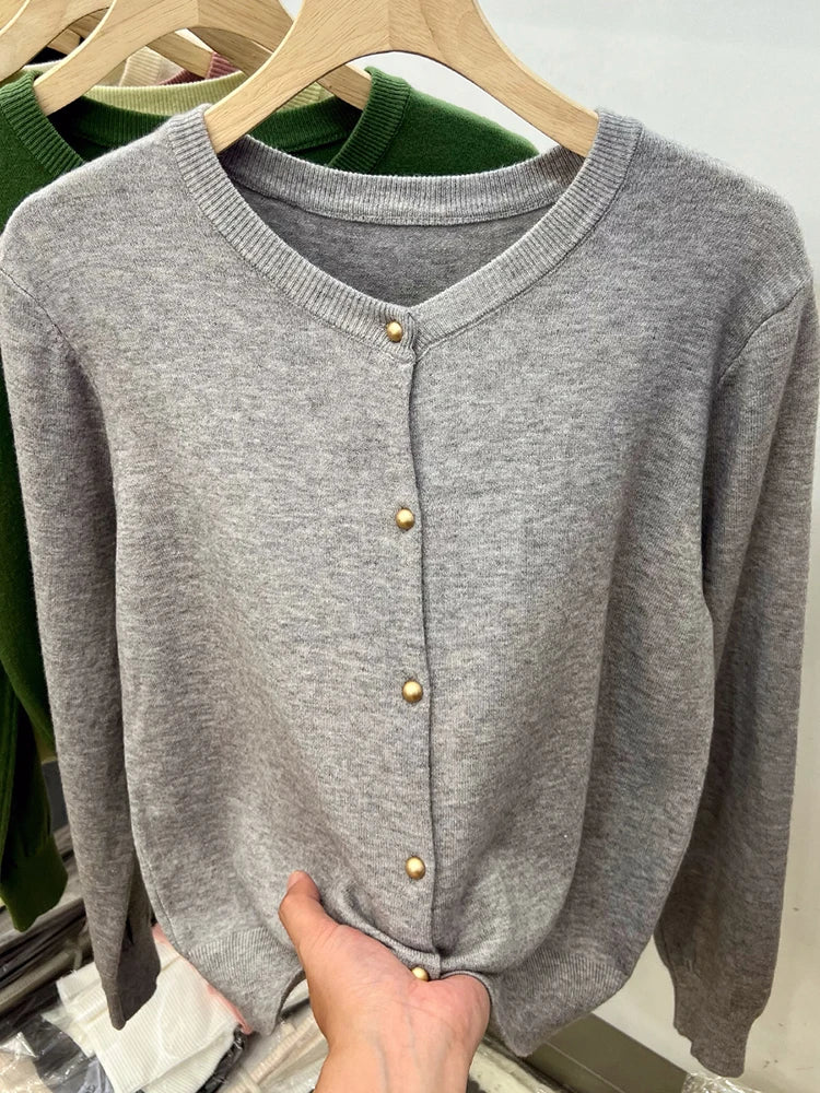 Classic O-Neck Knit Cardigan