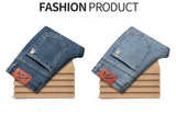 2025 Winter New Men's Fleece Thickened Jeans Retro Blue Hot Straight Casual Pants Stretch Premium Velvet Warm Denim Pants