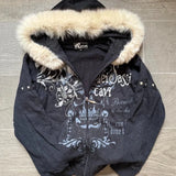 Y2K Gothic Oversized Zip-Up Hoodie