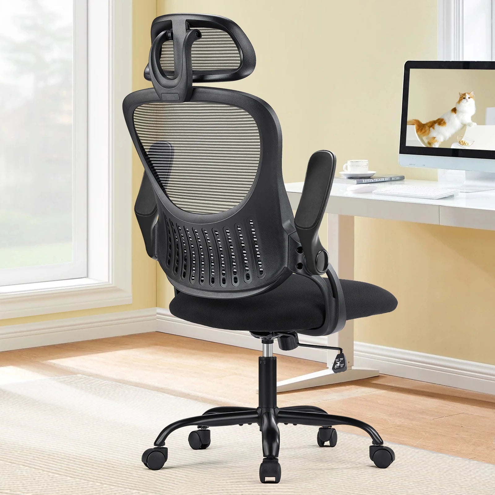 JHK Ergonomic Mesh Office Chair with Flip-Up Arms