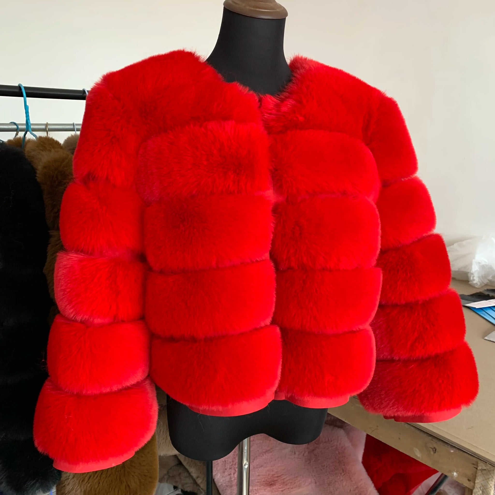 Elegant Winter Faux Fox Fur Crop Jacket