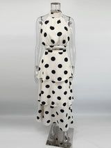 Tuularose Women Long Dress 2 Piece Elegant Polka Dot Sleeveless Top Ruffle Pleated Dress Set Luxury Party Sexy Female Dress Set