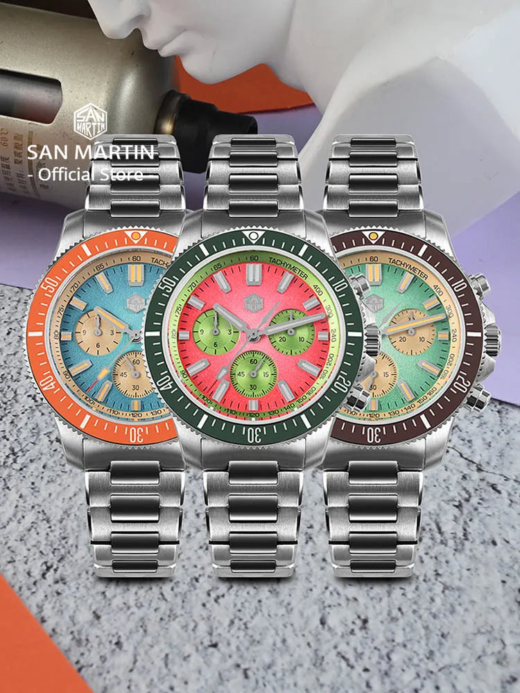 San Martin 40mm Diver Chronograph – Peacock SL-4801