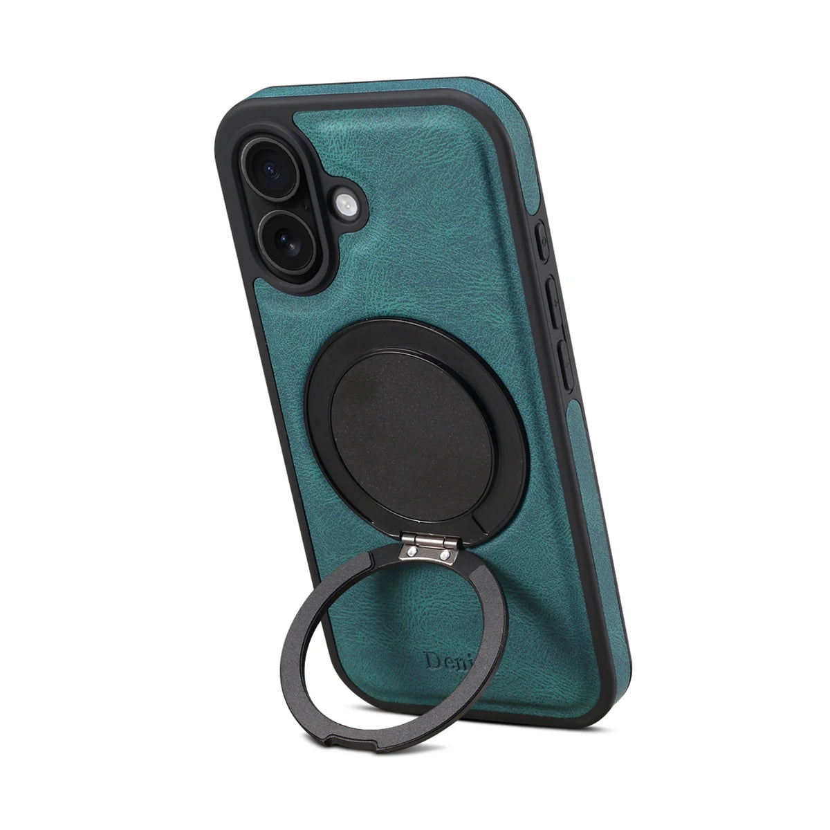 iPhone Faux Leather Case with 360° Ring Stand