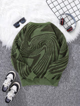 Men’s Contrast Maze Jacquard Crewneck Sweater