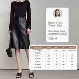 AMII Minimalist PU Leather Skirt for Women